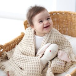 Couverture bébé gaufrée mousseline de coton 100 % naturelle - Bebekevi