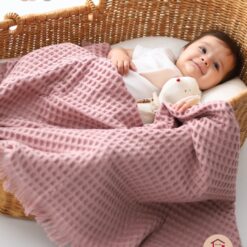 Couverture bébé gaufrée mousseline de coton 100 % naturelle - Bebekevi