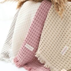 Couverture bébé gaufrée mousseline de coton 100 % naturelle - Bebekevi