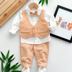 tenue bapteme smoking bébé pantalon et chemise lin