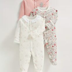 Lot de 3 Grenouillères Bébé motif fleuri Mamas Papas - Le charme et le confort au naturel