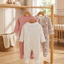 Lot de 3 Grenouillères Bébé motif fleuri Mamas Papas - Le charme et le confort au naturel