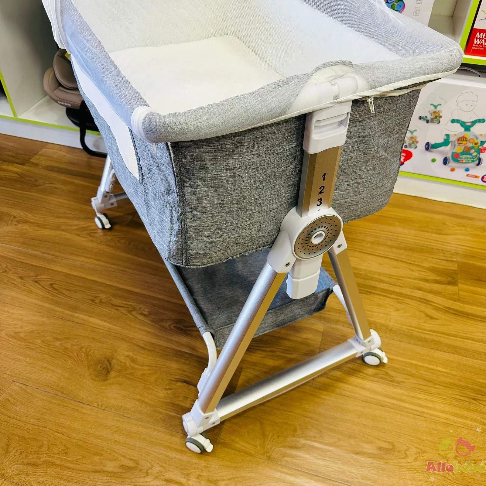 Cododo aluminium avec matelas Gris 4 cododo bébé naissance en promo