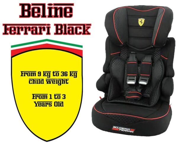FERRARI – Siège auto noir évolutif Groupe 1/2/3 BELINE-17078