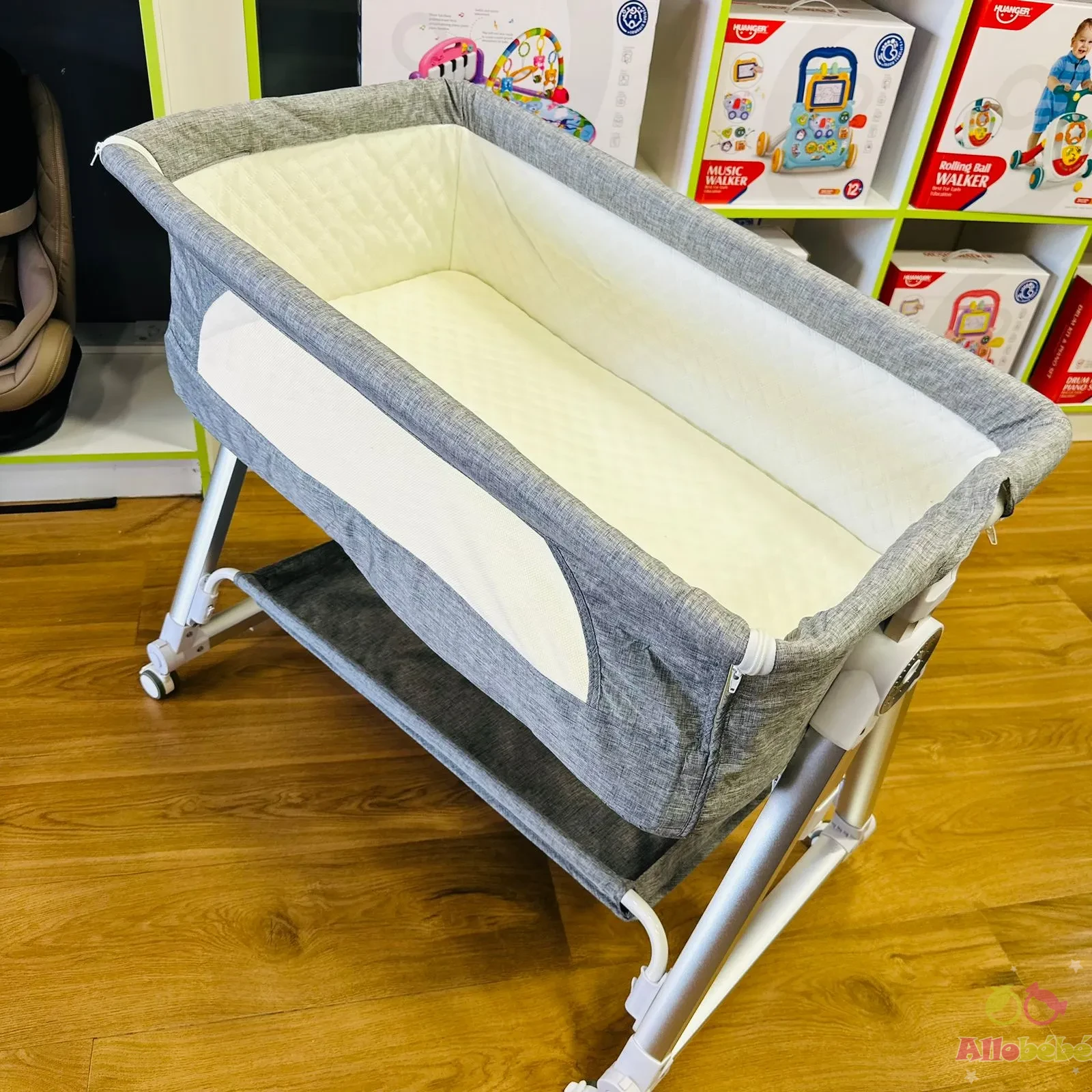 Cododo aluminium avec matelas Gris 1 cododo bébé naissance en promo