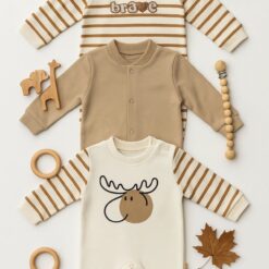 Lot de 3 Grenouillères Bébé en Coton Doux – Confort Absolu
