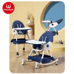 Chaise haute transat bébé avec balancelle et roulette évolutive - howawa