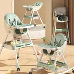 Chaise haute transat bébé avec balancelle et roulette évolutive - howawa