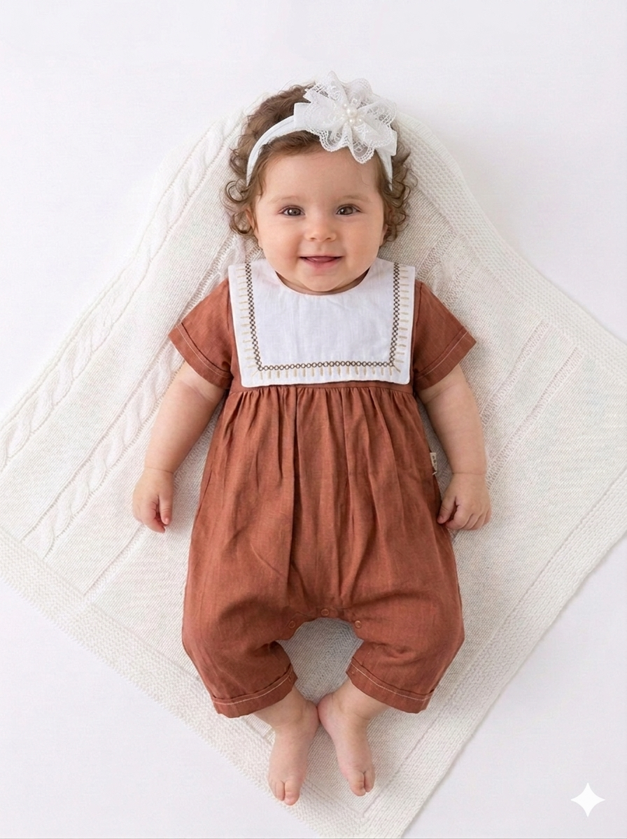 Barboteuse bébé fille en lin