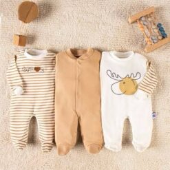 Lot de 3 Grenouillères Bébé en Coton Doux pieds fermes – Confort Absolu