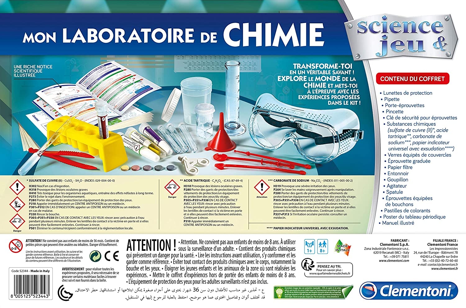 Super Chimie Jeu 250 expériences Laboratoire enfant Clementoni