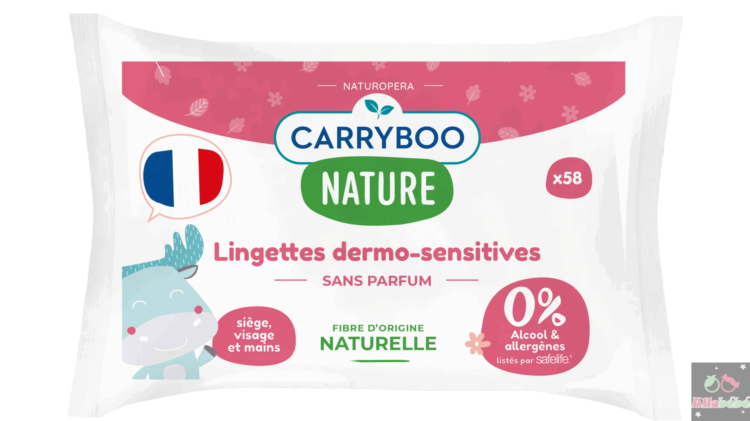 allobebe-58 Lingettes Dermo-sensitives sans Parfum - Carryboo
