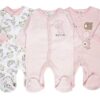 Lot de 3 Grenouillères naissance 100 % Coton – Motif animaux