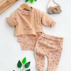 Tenue Fillette Hyper Élégante 3 Pcs-Pantalon Body Assorti et Poncho
