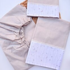 Parure de Lit Bébé Coton 3 pièces 120x60cm – Cozymum - Beige