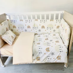 Set Tour de lit 5 pièces 100% cotton - CozyMum moti beige