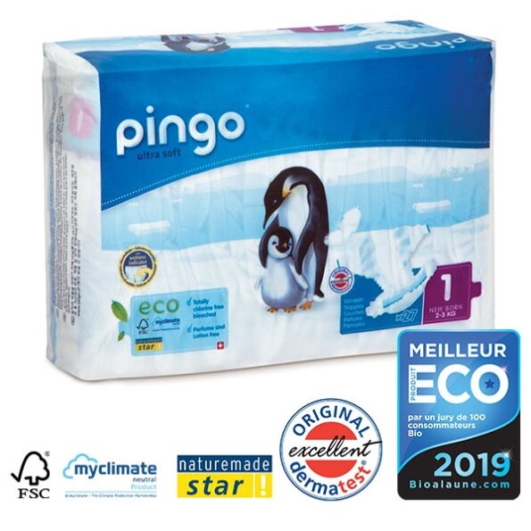 Couches écologiques réspirantes Pingo Taille 1 (2-5kg) 2 paquet de 27 couches -21851