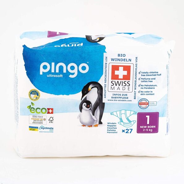 Couches écologiques réspirantes Pingo T1 New born 2/5 kg – paquet de 27 -21849