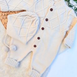 Combinaison Pilote en Maille Tressée & Bonnet - Le Chic Intemporel