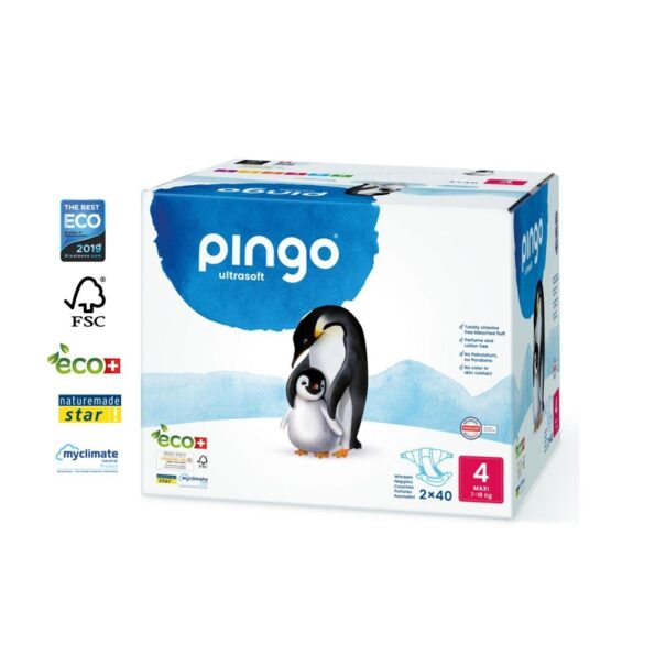 Couches écologiques réspirantes Pingo  2 paquets taille 4 – 7 à 18 kg – 40 couches*2-21912