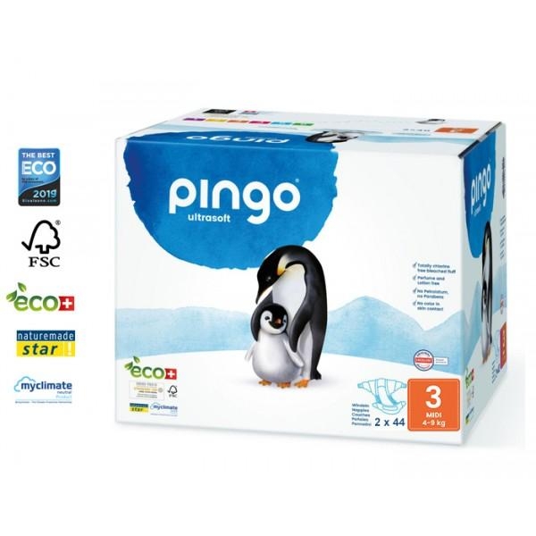 Couches écologiques réspirantes Pingo 2 paquets taille 3 – 4 à 9 kg – 44 couches Lingettes offertes-21895