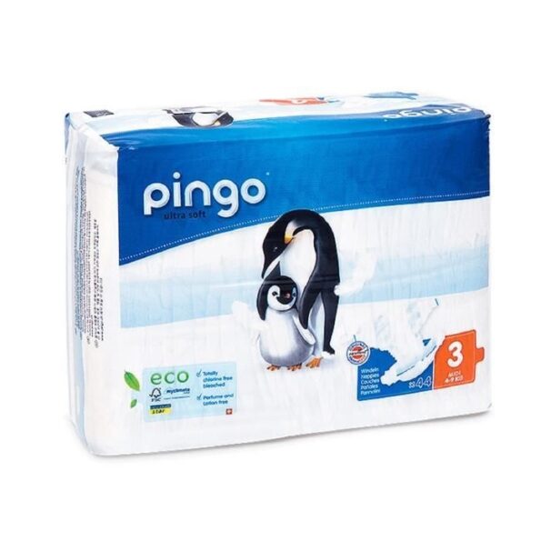 Couches écologiques réspirantes Pingo 2 paquets taille 3 – 4 à 9 kg – 44 couches Lingettes offertes-21894
