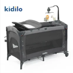 Lit parc cododo confortable – Kidilo en gris