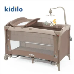 Lit parc cododo confortable – Kidilo marron