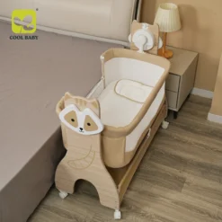 Berceau électrique Cool Baby D1571 cododo gris avec mobile musical moustiquaire veilleuse