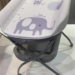 Combi Table de bain & change Compacte Grise motif - Cozymum