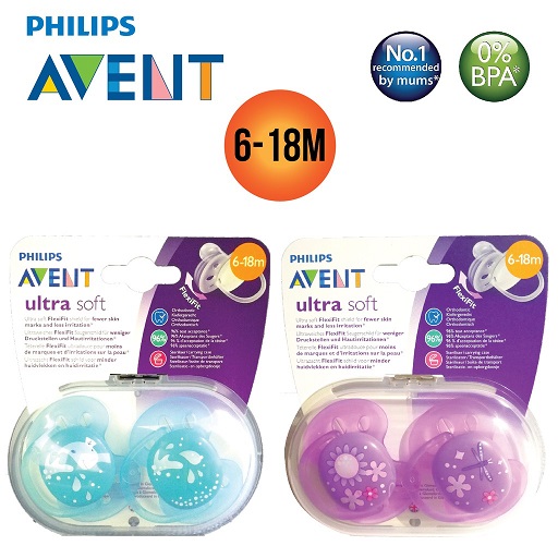 Lot de 2 sucettes orthodontiques Ultra Douces- 6-18 mois - Avent - Allobebe  Maroc