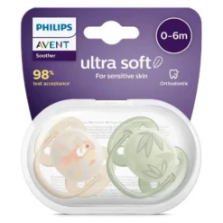 Lot de 2 sucettes Ultra soft - 0-6 mois - Avent-philips