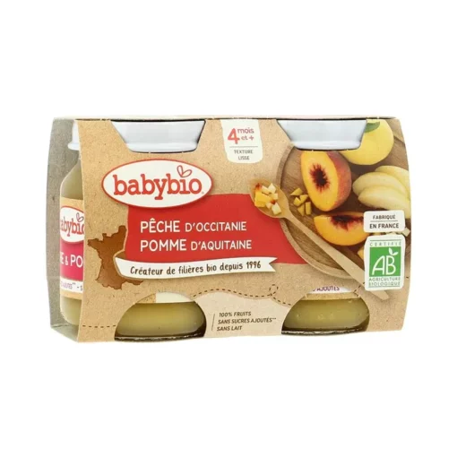 Babybio Pêche Pomme d’Aquitaine 2 X 130G