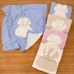 Couverture Bébé Tricot Premium - Motif Doudou Lapin Mignon