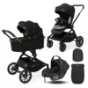 Pack Poussette Trio Élégance Kidilo – Nacelle + Siège Auto + Poussette + Sac à Dos, dès la Naissance noir