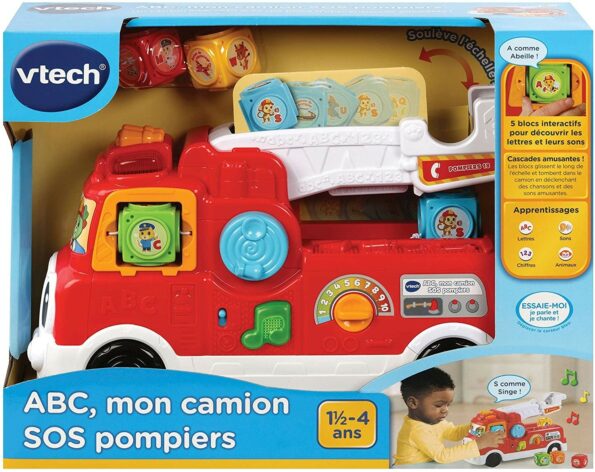 Camion Caserne de Pompiers, échelle, camion, hélicoptère – Vtech-0