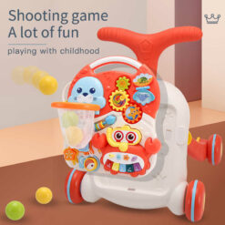 Trotteur et table d'activité interactive 2 en 1 - Hunager-orange-0