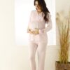 Ensemble Pyjama Maternité Cache Cœur rose - Confort et Dentelle Raffinée