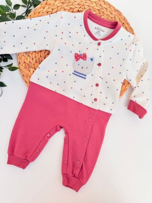 Grenouillère Bébé Coton Motif Chaton – Ultra Confortable