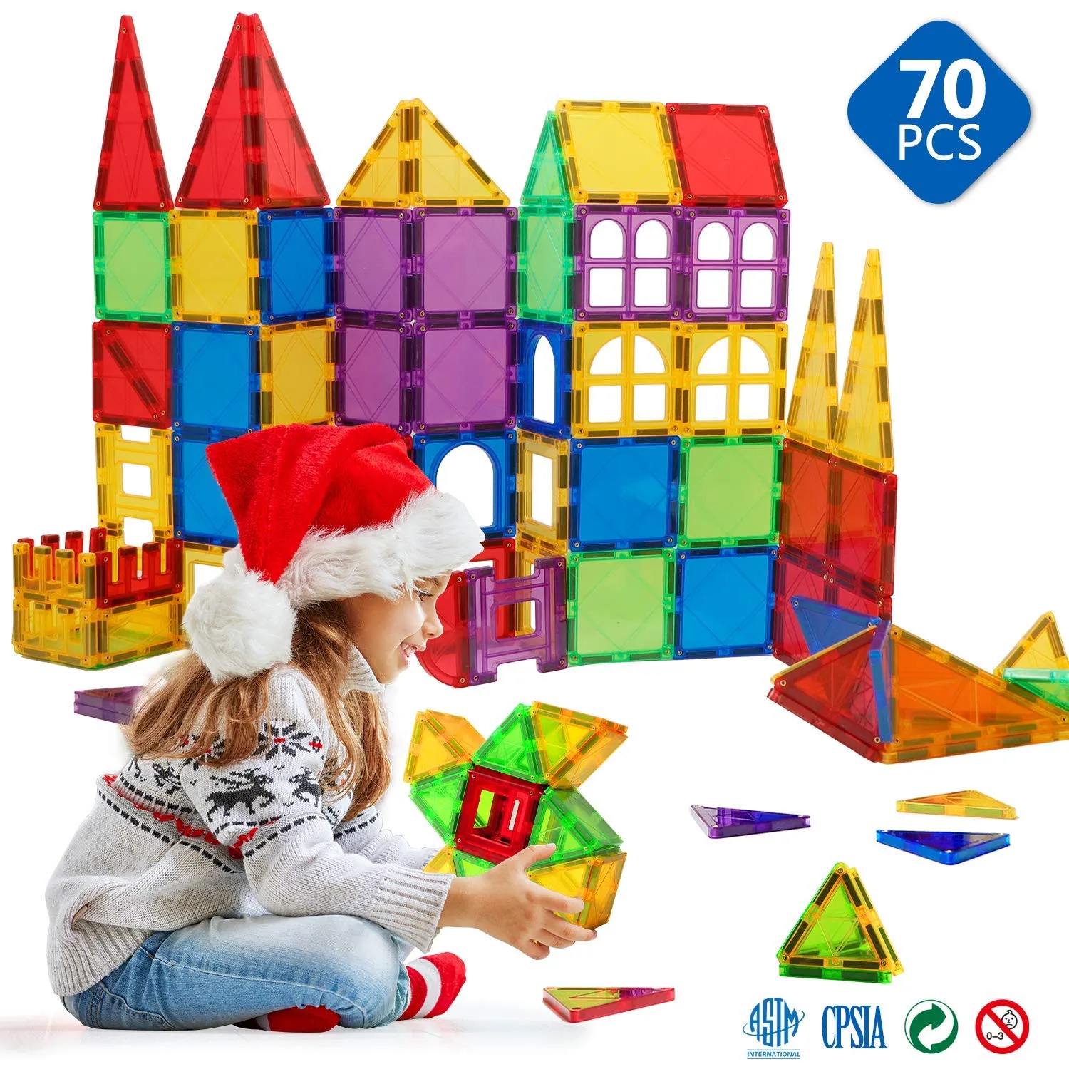 Blocs de Construction Magnétiques 70 Pcs - Allobebe Maroc