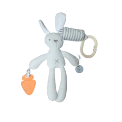 Doudou Lapin avec Hochet et Anneau de Dentition