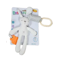 Doudou Lapin avec Hochet et Anneau de Dentition