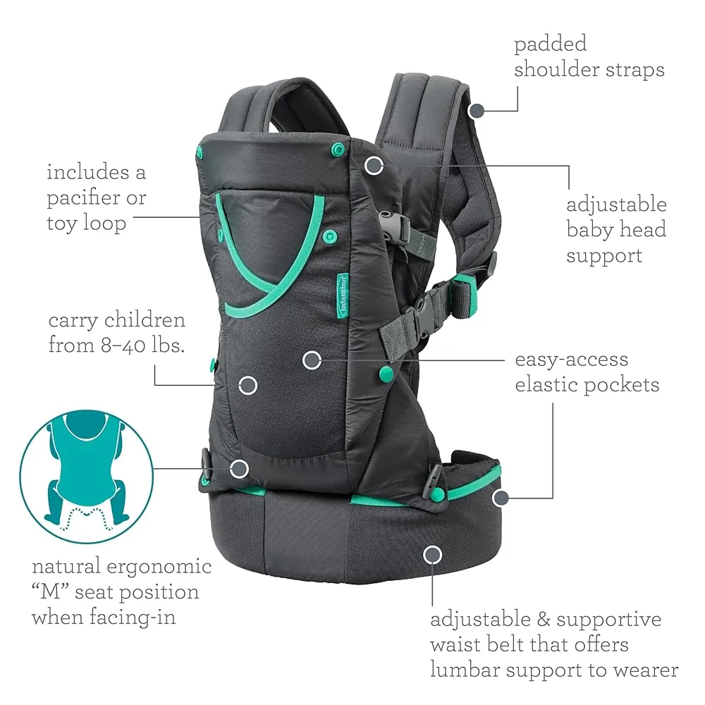 Infantino Carry On Active Multi-Pocket porte-bébé ergonomique 4 positions 3,5 à 18 kg