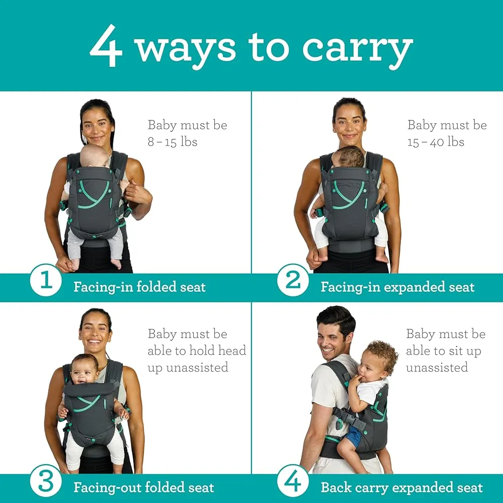 Infantino Carry On Active Multi-Pocket porte-bébé ergonomique 4 positions 3,5 à 18 kg
