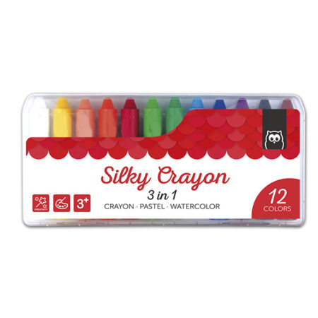 Lot de 12 cires Silky Crayon 3 en 1 de haute qualité d'Eurekakids pour peindre, dessiner et apprendre