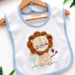 Bavoir bébé tout doux pour les repas de bébé - Motif Lion