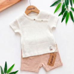 t-shirt Short bébé douceur Coton Organique 0-3mois - Caramell