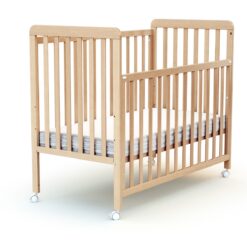 lit bébé coulissant 60x120 confort - hêtre verni-25211