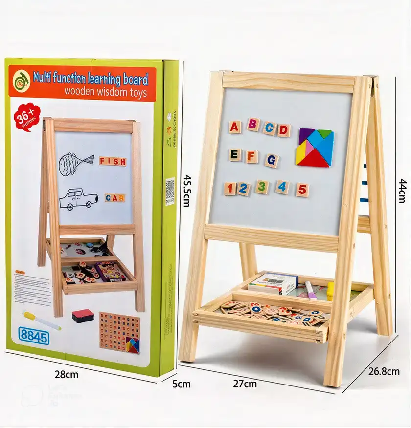 Tableau Éducatif Multifonction en Bois – Double Face Magnétique et Boulier