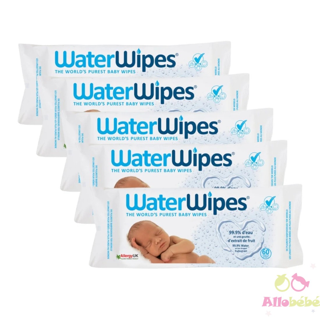 Pack lingettes bebe 5x60 unite - Waterwipes